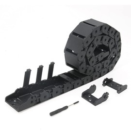 Zeberoxyz 18x37mm Drag Chain Length 1Meter Inside Open Type Black Plastic Flexible Cable Carrier R28 with 1Kit End Connectors (18mmx37mm-Inside Open)