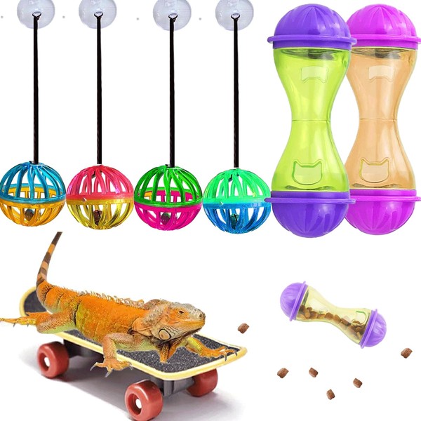VZqola 7 pcs Breaded Dragon Toys Set Balls Bell Reptile