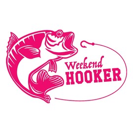 NBFU Weekend Hooker Fishing Lake Life 1 (Pink) (Set Of 2) Premium Waterproof Vinyl Decal Stickers For Laptop Phone Accessory Helmet Car Window Bumper Mug Tuber Cup Door Wall Decoration