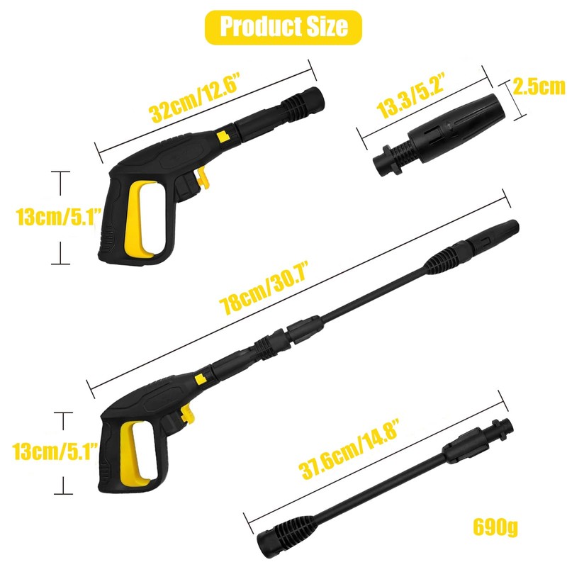 2170 PSI Replacement Pressure Washer Gun with Extension Wand and