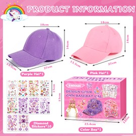 ENCOUN Geschenke für Mädchen DIY Baseballkappe, Geschenk Mädchen 4 5 6 7 8 9 10 11 12 Jahre, Basteln Mädchen Baseballkappe Spielzeug mit 10 Aufkleber, Weihnachten Geschenke Bastelset für Kinder