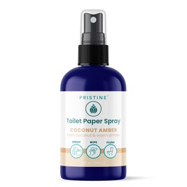 PRISTINE Toilet Paper Spray - As Seen on Shark Tank, More Natural Personal Cleansing Wipes & Flushable Wet Wipes Alternative, Spray Toilet Paper to Create Flushable Wipe, Coconut Amber, 4 fl oz
