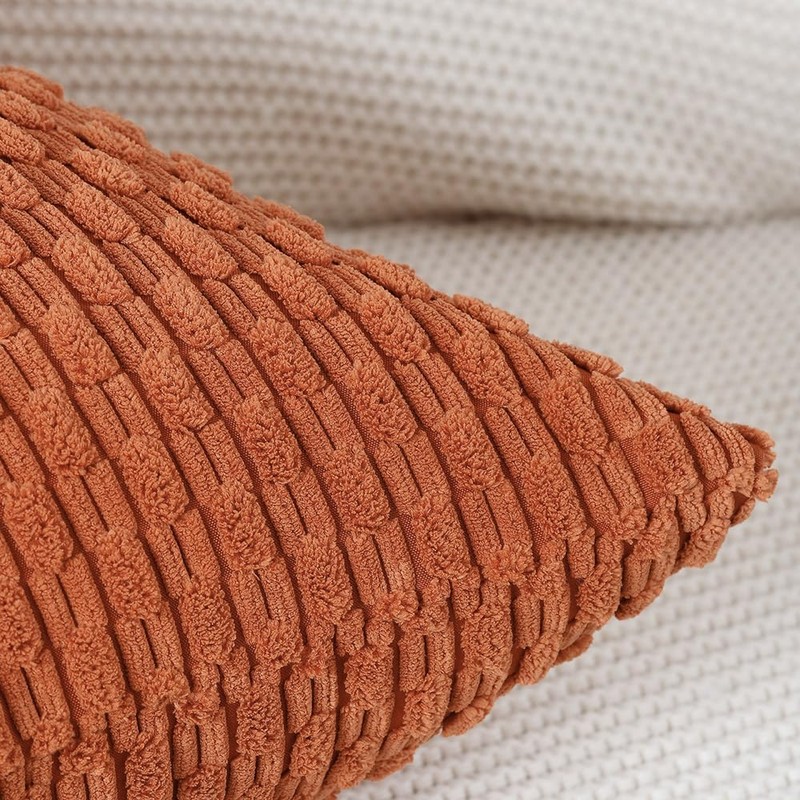Madizz Pack of 2 Boho Corduroy Cushion Covers 16x16 inch,