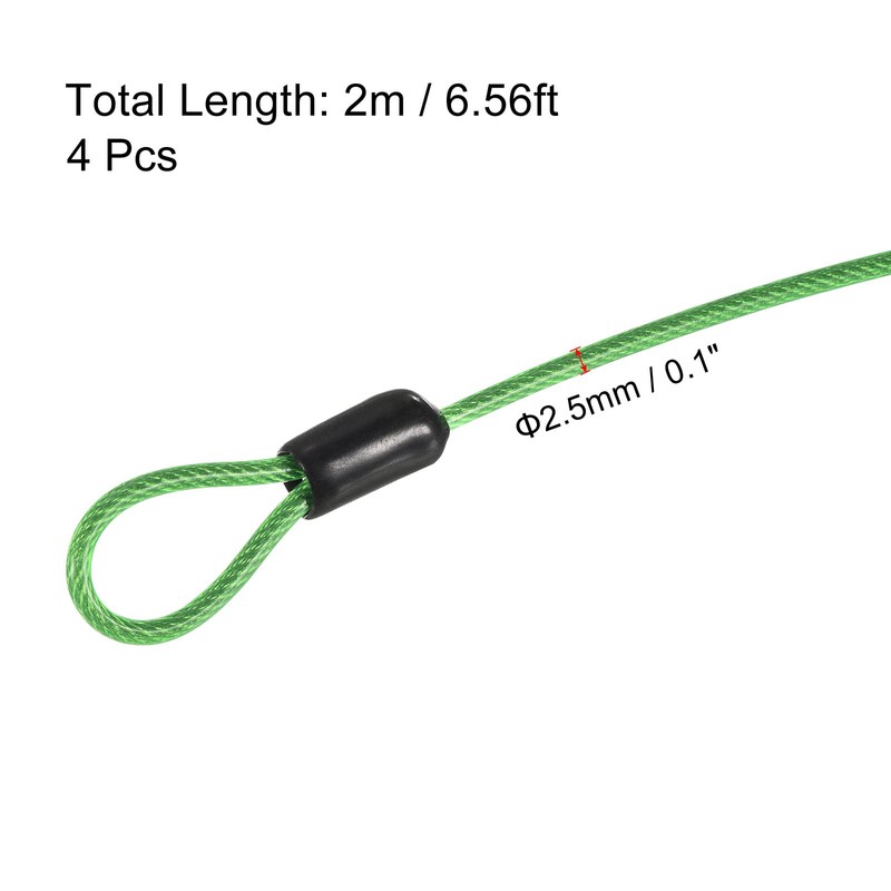 PATIKIL Security Steel Cable 2.5mm x 2m/6.56ft Coated Luggage Lock