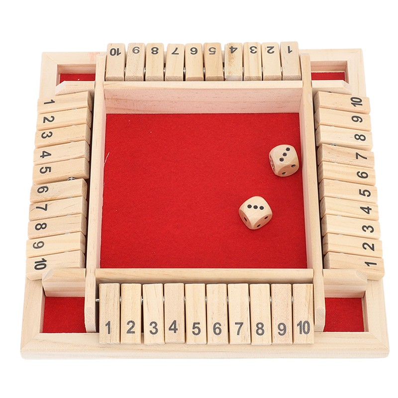 4 Sided Shut The Box Dice Game Wooden Board Table
