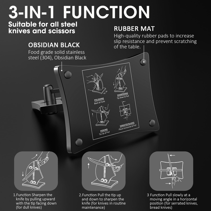 Grihot VN3 Professional Knife Sharpener | 3-Action Streamlined Sailboat Design