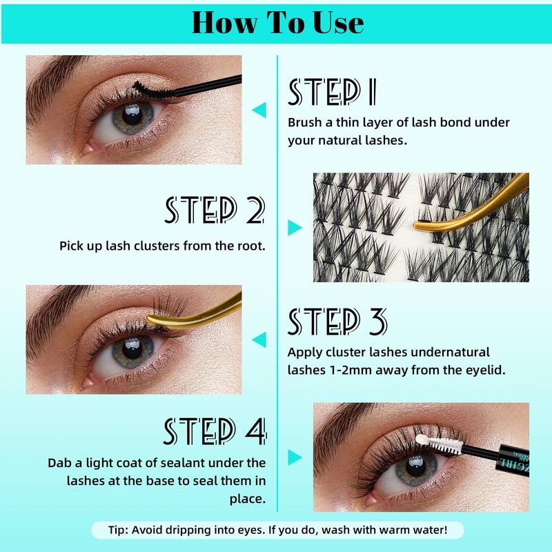 Cluster Eyelash Extensions, DIY Eyelash Extensions, 280 Pieces, Left &