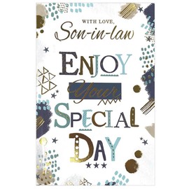 Simon Elvin Son In Law Birthday Card - Male Mens Scene 23cm x 15.5cm (9"x6") E