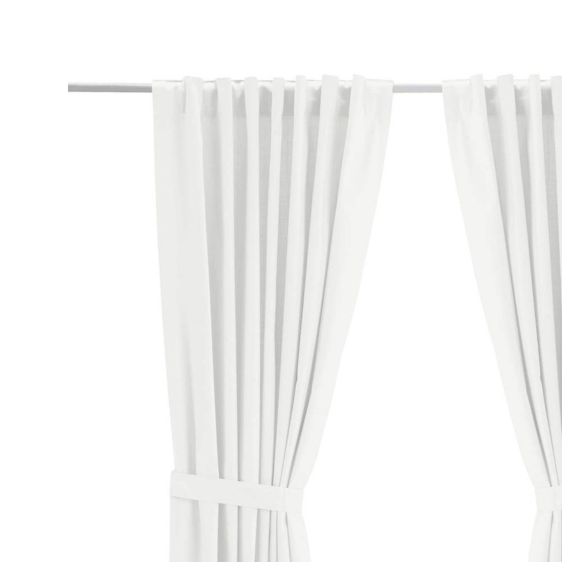 IKEA Ritva 401.119.92 White Curtain Set, 2 Panels with Tie-Backs
