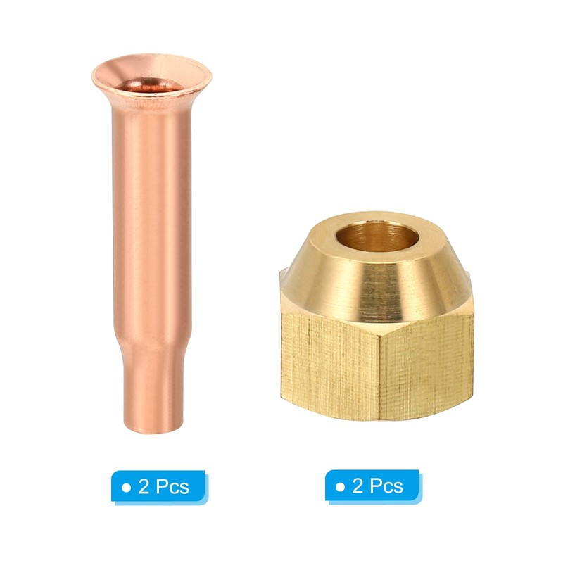 PATIKIL 1/8" (3mm) ID Copper Tube Flare Fitting with Nuts,