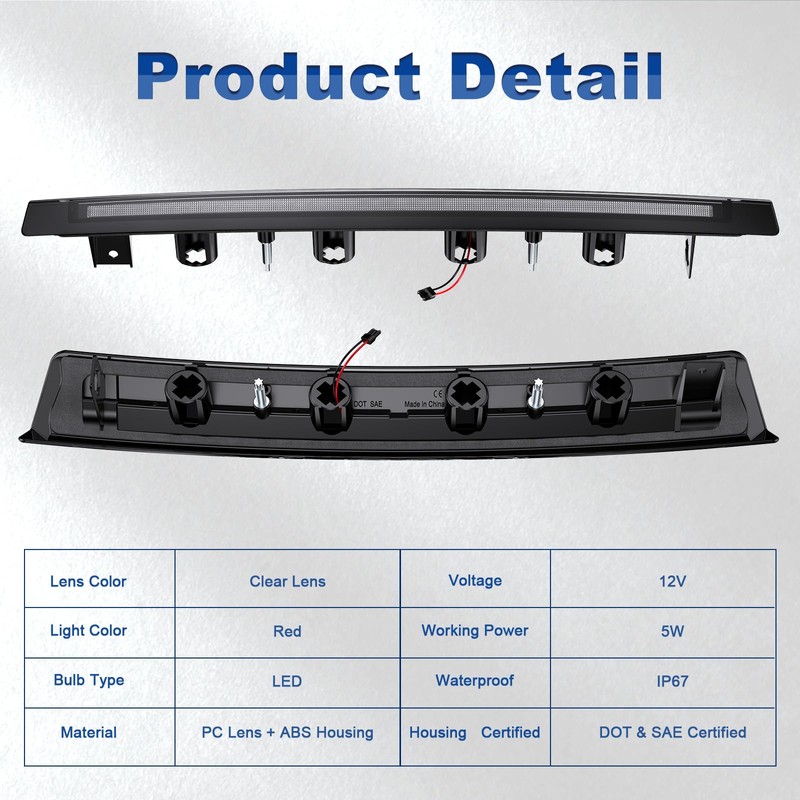 HTZCMOTO LED 3rd Third Brake Light Compatible with 1999-2004 Mustang,