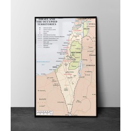 United Nations Map of Israel and Israeli Occupied Disputed Territories 2018 - Middle East Map (10x16 inches) Political & Administrative - Roads, Cities - Palestine, War in Israel and Gaza Strip, West