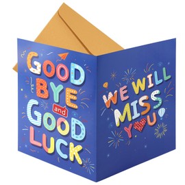 Jumbo We Will Miss You Card, 15.75x10.63in Large Farewell Good Luck Greeting with Envelope Oversized Leaving Goodbye Card for Colleague Coworker Retirement Teacher Boss Friends (Blue)
