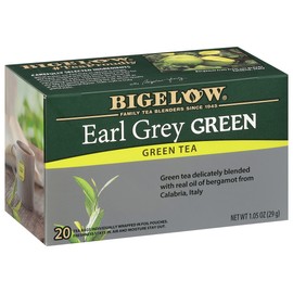 Bigelow Tea Earl Grey Green Caffeinated Bags, 20 Count, Pack of 6