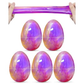 Greingways 5 Pack Prefilled Easter Eggs Galaxy Slime Toys, Easter Egg Fillers Slime Eggs, Stress Relief Christmas Stocking Stuffers Gifts Party Favors for Teens Kids Boys Girls (Pink+Purple+Gold)