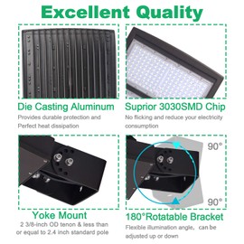 LED Shoebox Street Lights 150W - OSTEK LED Parking Lot Pole Lighting with Dusk to Dawn Photocell 21000LM Commercial Area Road Lighting 5000K (Yoke Mount Bracket, 150W with Photocell)