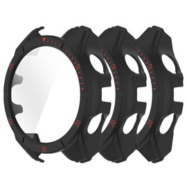 3Pack Watch Case Accessories Compatible with Garmin Fenix 8 47mm Solar Screen Protector (The Fneix 8 47mm Solar) Hard PC Full Protection (Black3)