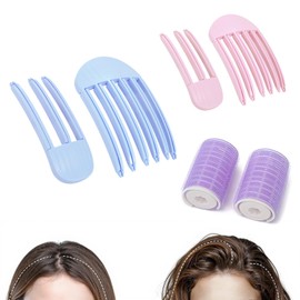 JDMEOPD 4PCS Hair Volume Clips & 2PCS Volumizing Hair Curlers for Fluffy Bangs, Instant Root Lifting Comb for Women, No-Trace High Crown Volume Clips for Natural Voluminous Hair Look