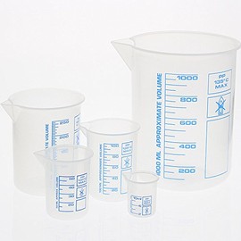 Kosmetex Measuring Cups, 10 ml to 1 Litre, Naturally Transparent Kosmetex Dosing Cups, Griffin Cups, Set Complete