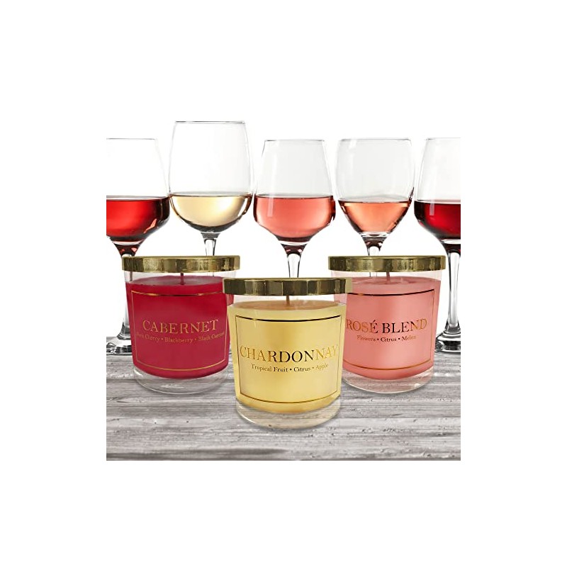 LumaBase Scented Wax Candles, Wine Collection - Set of 3