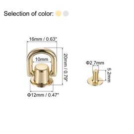 uxcell 8 Pieces Ball Post Head Button Studs with D Ring Stud Screw Rivets for DIY Leather Craft Bag Strap, Gold Tone, Silver Tone