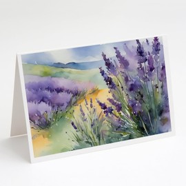 Lavender in Watercolor Greeting Cards and Envelopes Pack of 8