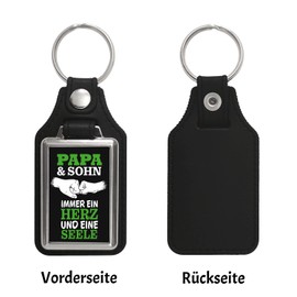 speecheese Papa & Sohn ein Herz und eine Seele Keyring with Faux Leather Pendant with Saying in Green as a Lucky Charm for Great Dads for the Friendship Between Father and Child, Green