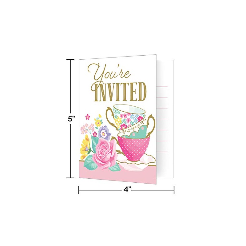 Creative Converting 340144 Floral Tea Party Foldover Invitation