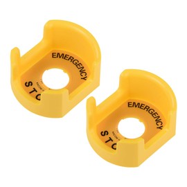 uxcell 25mm Push Switch Button Protective Cover With Emergency Stop Warning Circle Yellow 2pcs