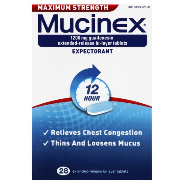Mucinex 02328 Maximum Strength Expectorant, 28 Tablets/Box