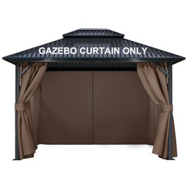 COWVIE 4-Panel 10' x 12' Gazebo Replacement Curtains, Patio Privacy Sidewalls with Double Zipper, Replacement for Outdoor Gazebo Canopy (Curtain Only)
