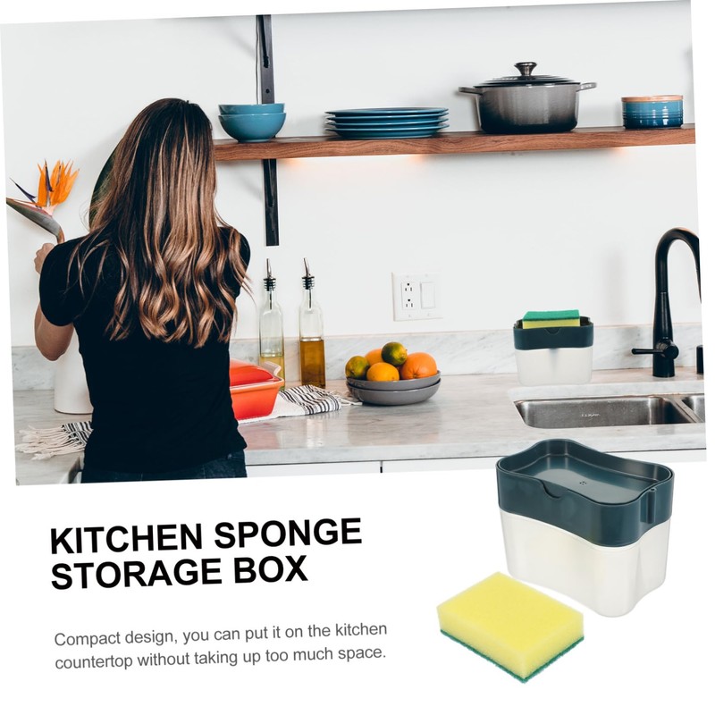 LALAFINA 1set Dish Soap Holder Sponge Box Kitchen Tabletop Sink