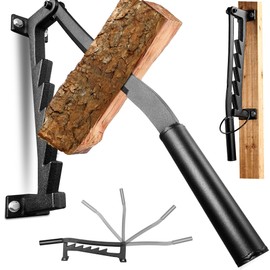 Gioventù Wall Mounted Kindling Splitter, Manual Wood Splitter Made with Heavy-Duty Steel, All-Weather Black Coating, Portable Log Splitters for Firewood, Indoor and Outdoor Use