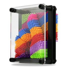 3D Pin Art Toy - Plastic Pin Board for Kids, 3D Pin Impression Sculpture Needle Toys, 3.75 X 5 inches (Rainbow)
