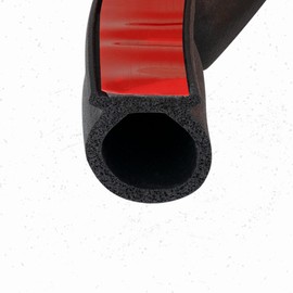 D-Shape Door Seal 0.59" Height X 0.47" Width, Weather Stripping Hollow Black (15 Feet)