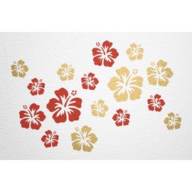 WANDfee Wall Tattoo Hibiscus Flowers Hibiscus Flowers Choice of Colour Wall Sticker Tile Stickers Gold Red