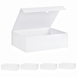 PLINJOY Extra Large White Gift Box 5 Pack 16.5x14x5.5 Inches,Gift Boxs for Presents with Lid Magnetic Closure Collapsible,Bridesmaid Proposal Box,Birthday, Christmas,for Clothes and Large Gifts