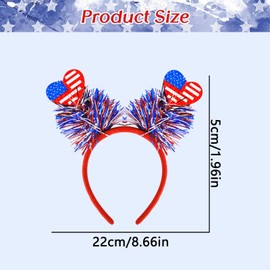 4th of July Headband Fourth of July Party Headbands Patriotic Hair Accessories Memorial Headwear American Flag Hairband Love Shaped USA Flag Hair Bands Independence Day Tassel Head Hoop for Women 1Pcs