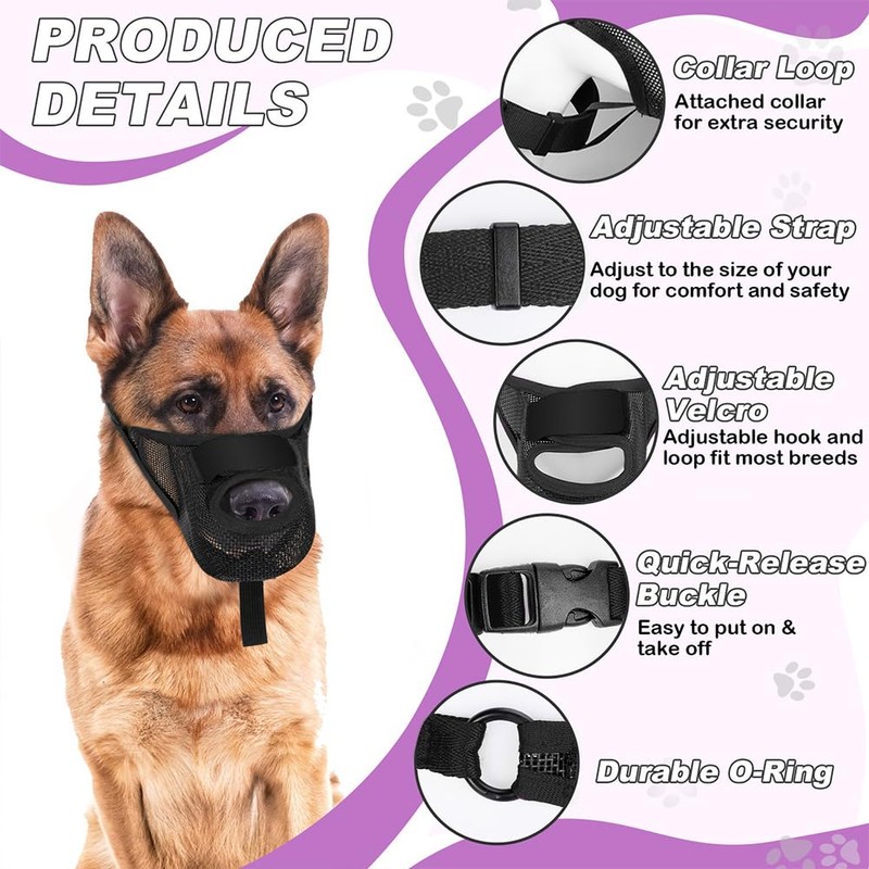 TOEECY Muzzle for Dogs, Dog Muzzle with Adjustable Loop, Breathable,
