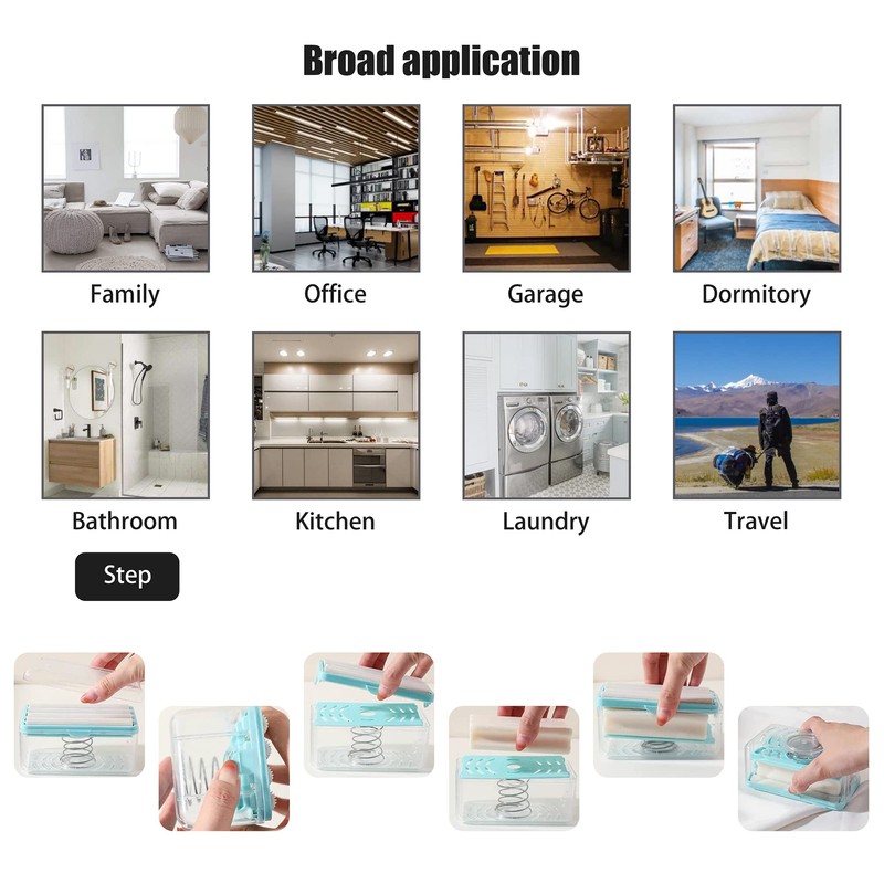 Multifunctional Soap Box,Foam Dispenser with Roller/Drain Holes,Spring Foaming Soap Bar