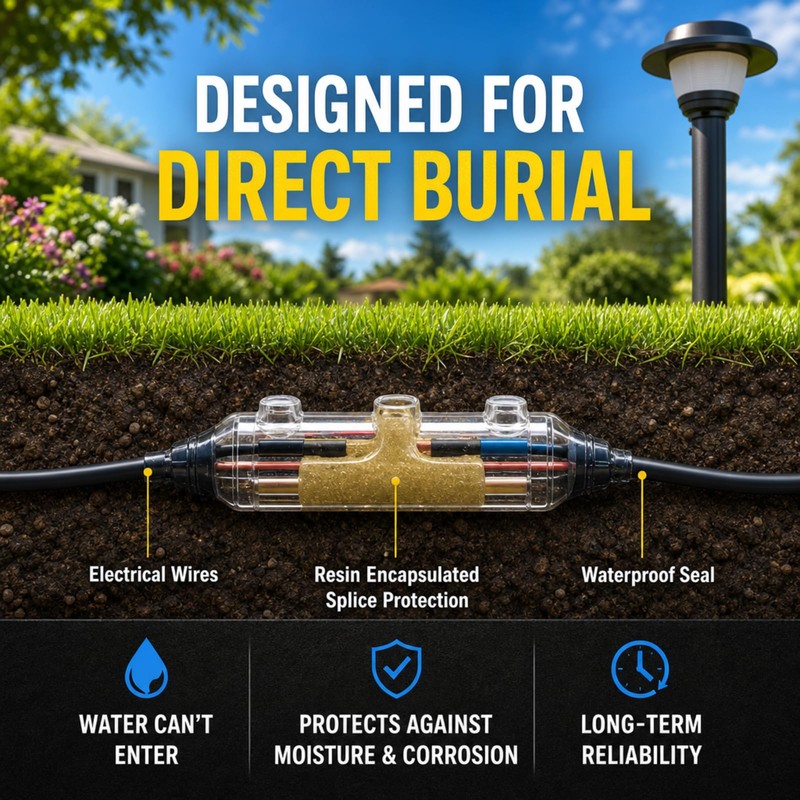 Kritkin 4 Pack Waterproof Direct Burial Cable Junction Box, Resin
