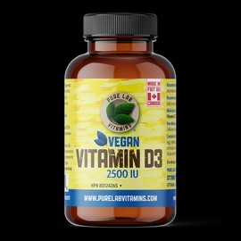Pure Lab Vitamins Vitamin D3 2500IU Vegan 120 Veggie Caps