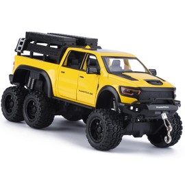 FRJV Pickup Truck Toy 1/24 Diecast Trucks Mammoth Model Car Kits,Metal Toy Truck Suitable for Kids and Car Collection,Pull Back Cars with Light and Sound,Trucks for Kids Ages 4-8（Yellow）