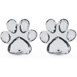 Whitewash Paw Print Metal Knob – Premium Decorative Knobs for Cabinets and Drawers – Novelty Furniture Knobs and Pulls for DIY Hardware Crafts – Vanity, Dresser Hardware for Home Decor - Set of 2