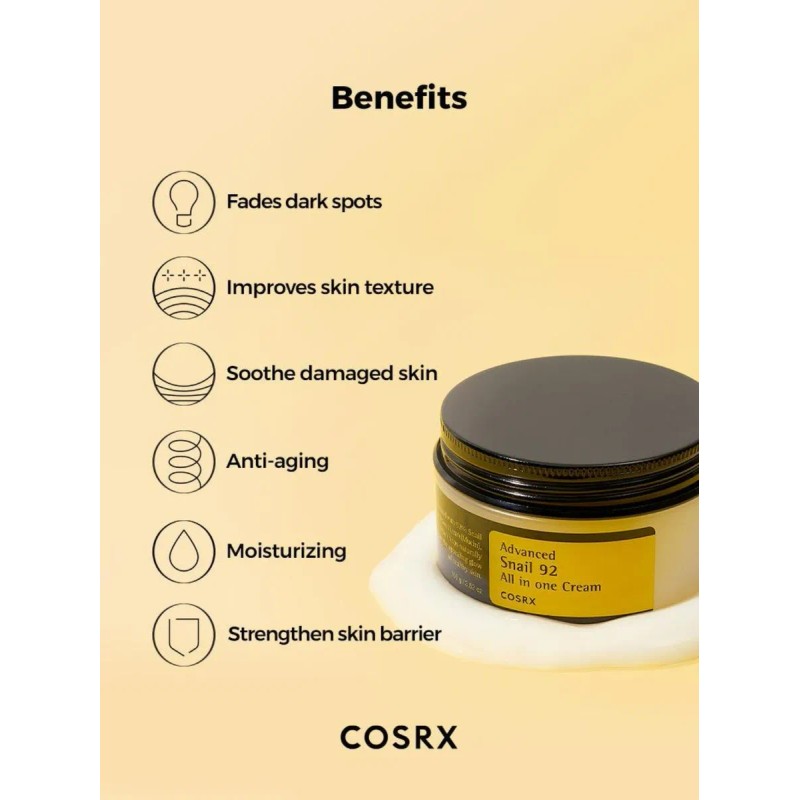 Cosrx Advanced Snail All One Cream Mucina Hidratación Completa