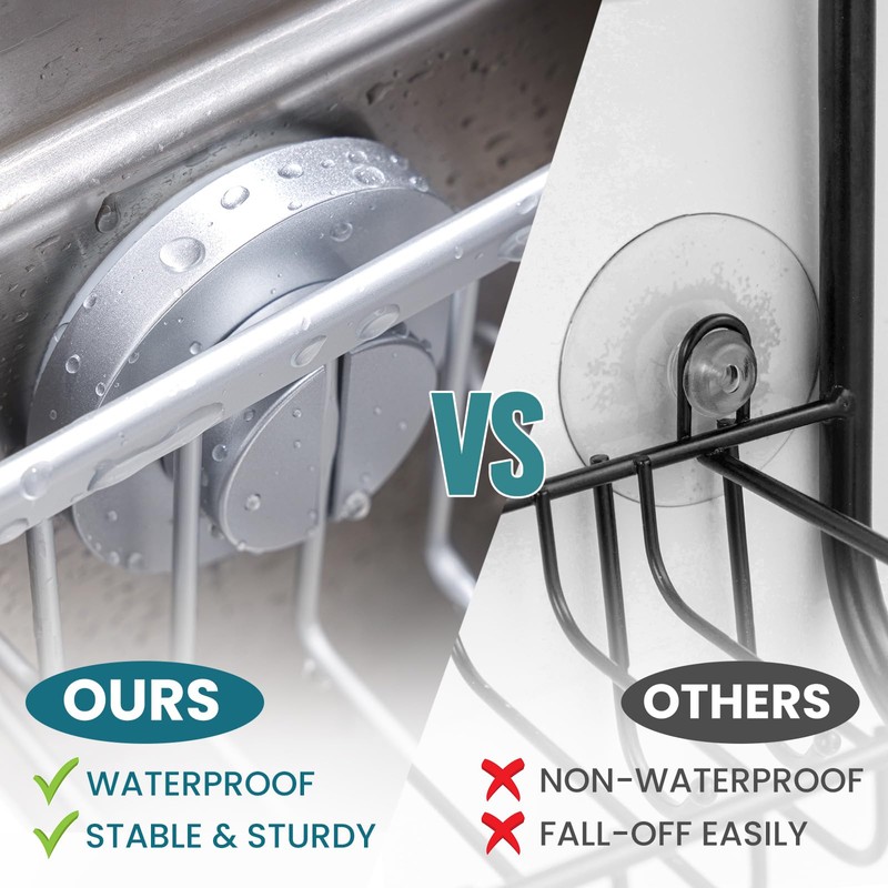 TAILI Silver Sponge Holder Kitchen with Powerful Suction Cup, Removable