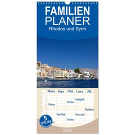 Familienplaner 2026 - Rhodos und Symi mit 5 Spalten (Wandkalender, 21 cm x 45 cm), CALVENDO: Zwei Perlen in der Ägäis, Rhodos und Symi (CALVENDO Orte)