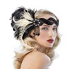 Flapper Girl Black Ivory Ostrich Feather Headpiece, Black-ivory, Size One