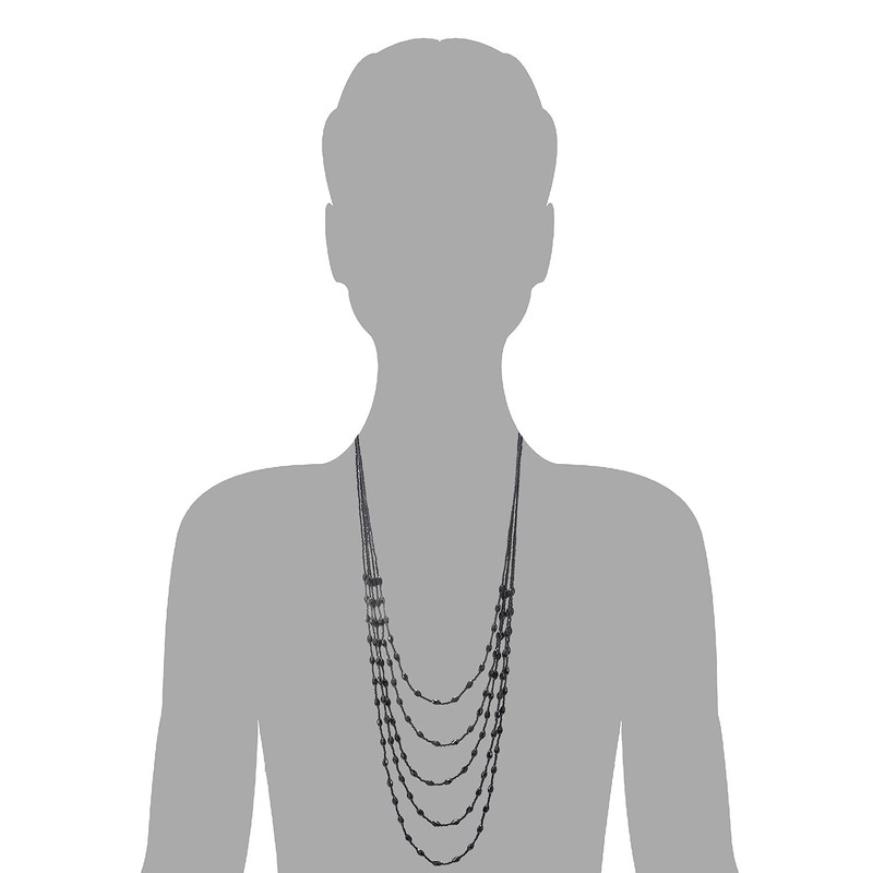 COOLSTEELANDBEYOND Champagne Gold Statement Necklace Multi-layer Long Chain with Oval