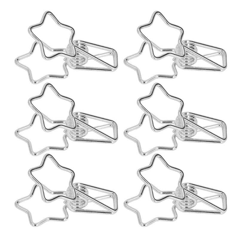 100Pcs Star Binder Clips Hollow Out Cartoon Style Strong Clamping